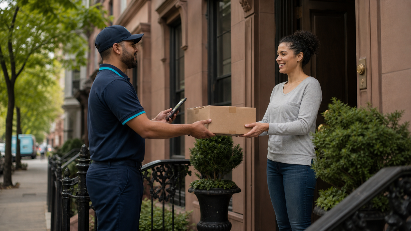Delivery associate capturing proof at a secure doorway